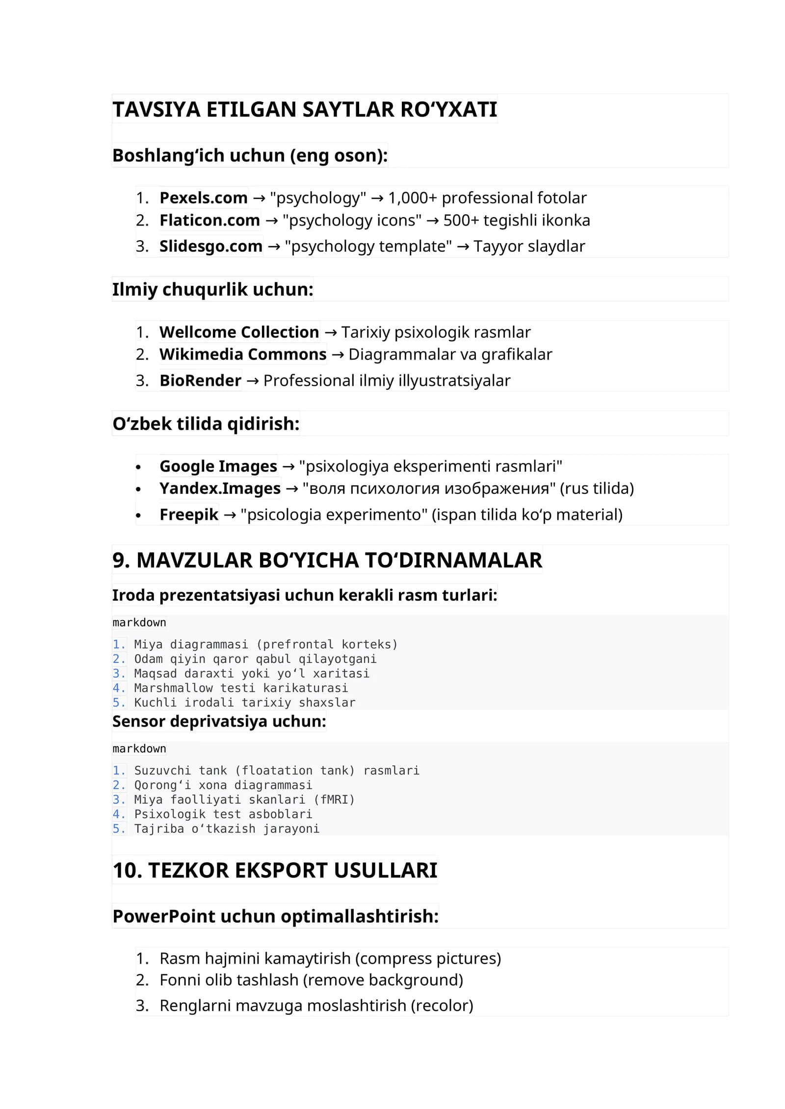 MAVZULAR BO‘YICHA TO‘DIRNAMALAR