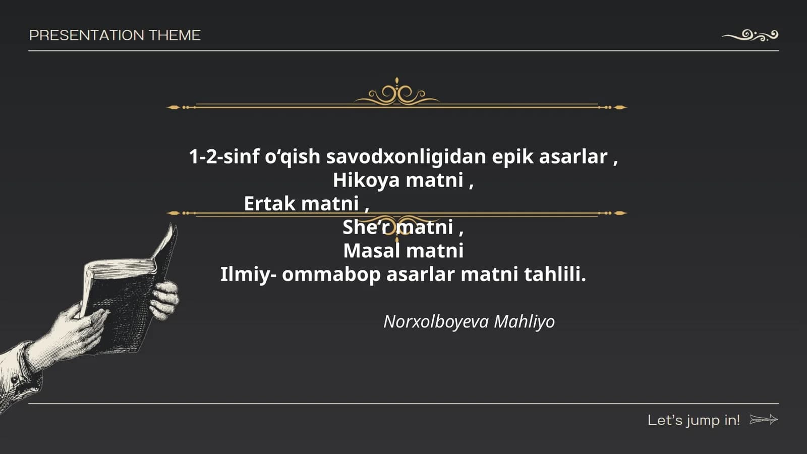 1-2-sinf o‘qish savodxonligidan epik asarlar