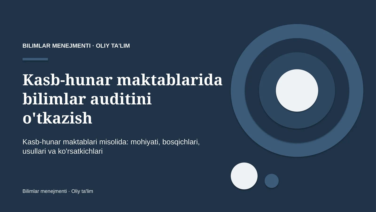Kasb-hunar maktablarida bilimlar auditini o'tkazish