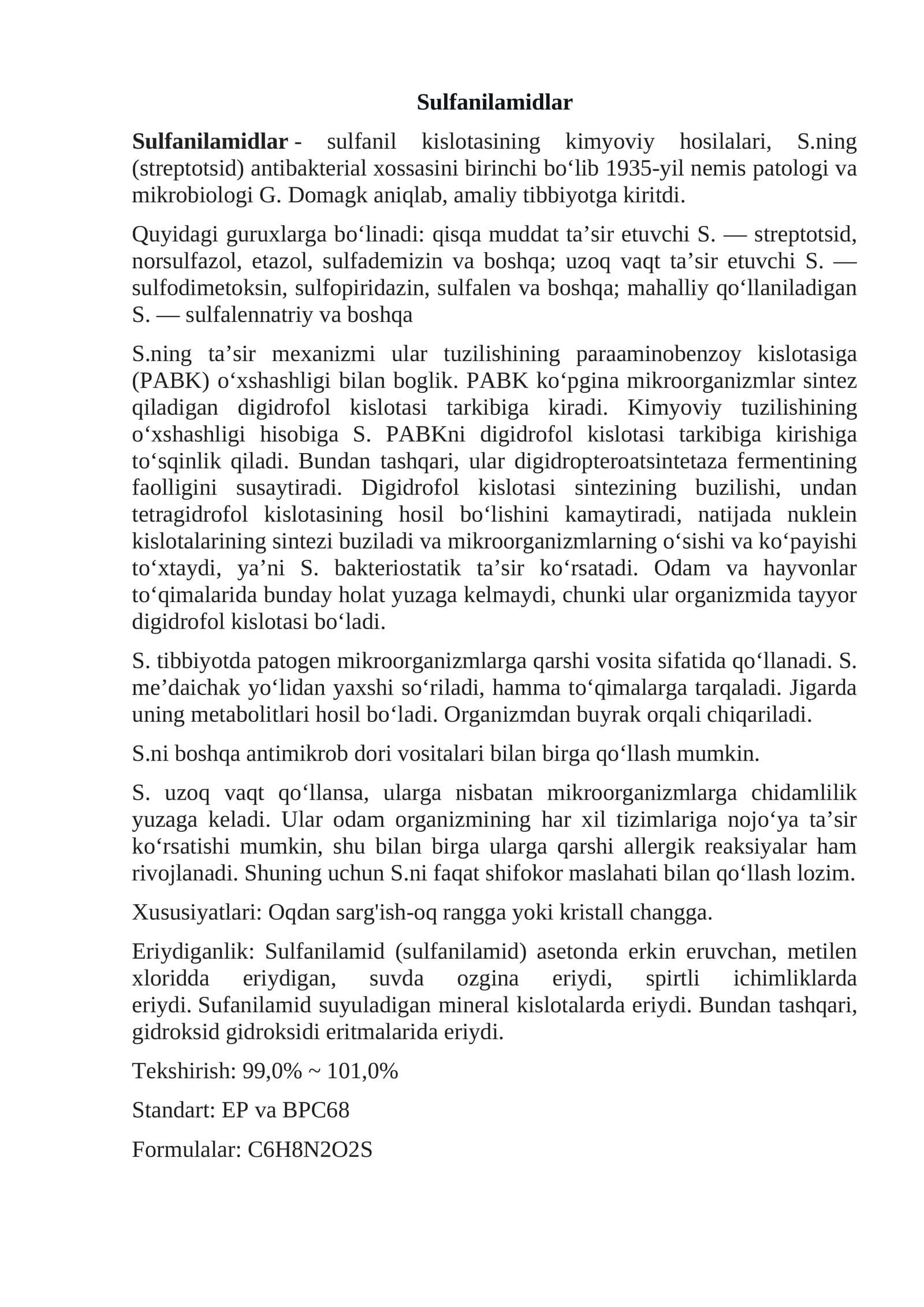 Sulfanilamidlar