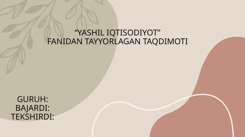Yashil iqtisodiyot