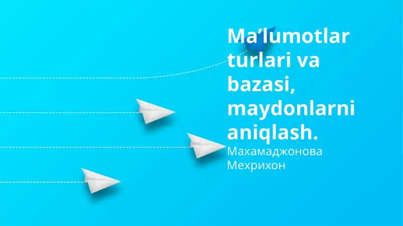 Ma’lumotlar turlari va bazasi, maydonlarni aniqlash