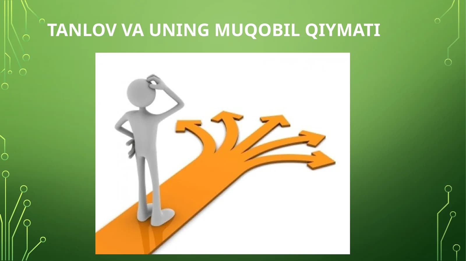 TANLOV VA UNING MUQOBIL QIYMATI