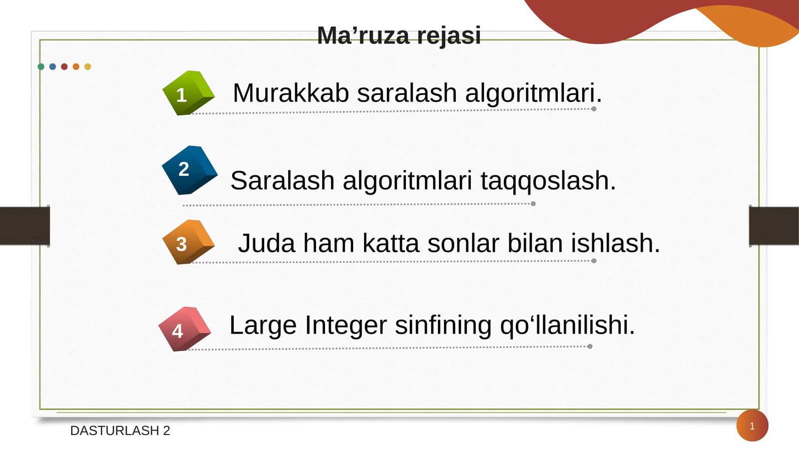 Saralash algoritmlari haqida