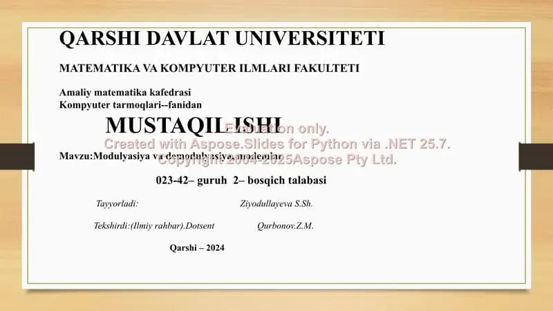 Modulyasiya va demodulyasiya, modemlar