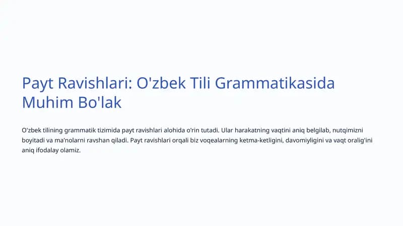 Payt Ravishlari: O'zbek Tili Grammatikasida Muhim Bo'lak