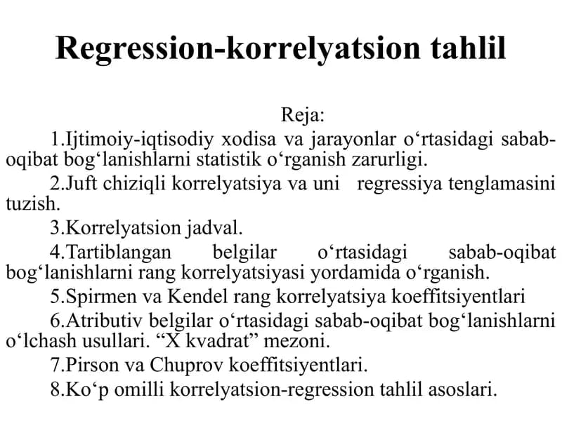 Regression-korrelyatsion tahlil