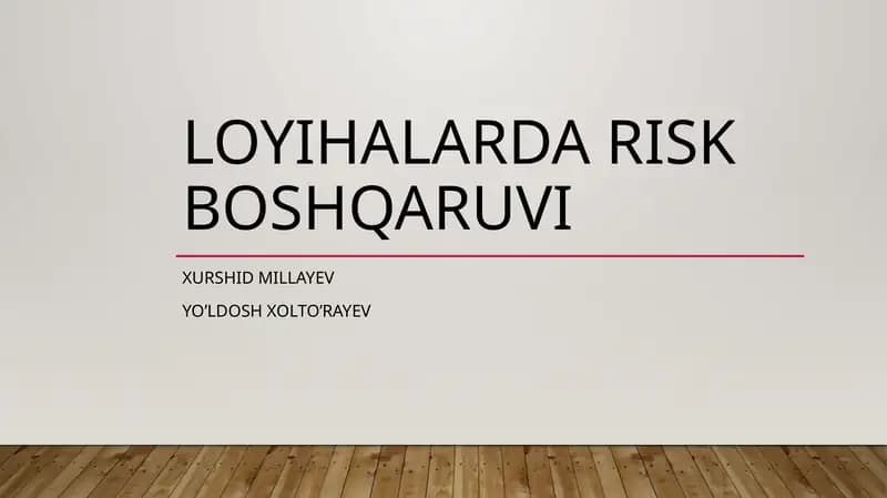 Loyihalar risk boshqaruvchi