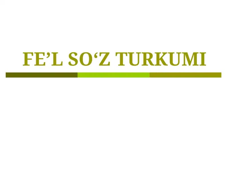 Fe’l so‘z turkumi