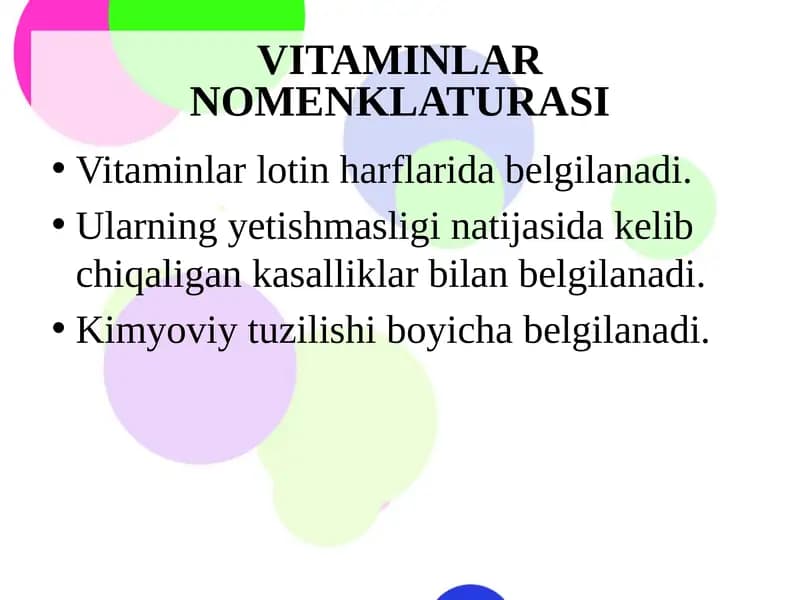 VITAMINLAR NOMENKLATURASI