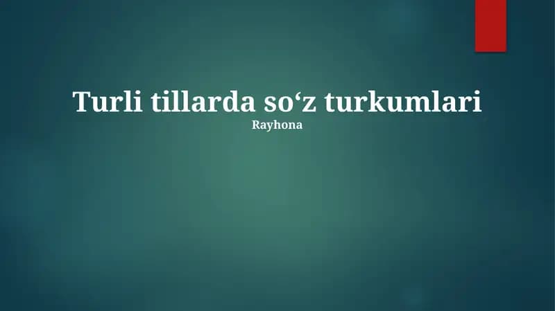 Turli tillarda soʻz turkumlari