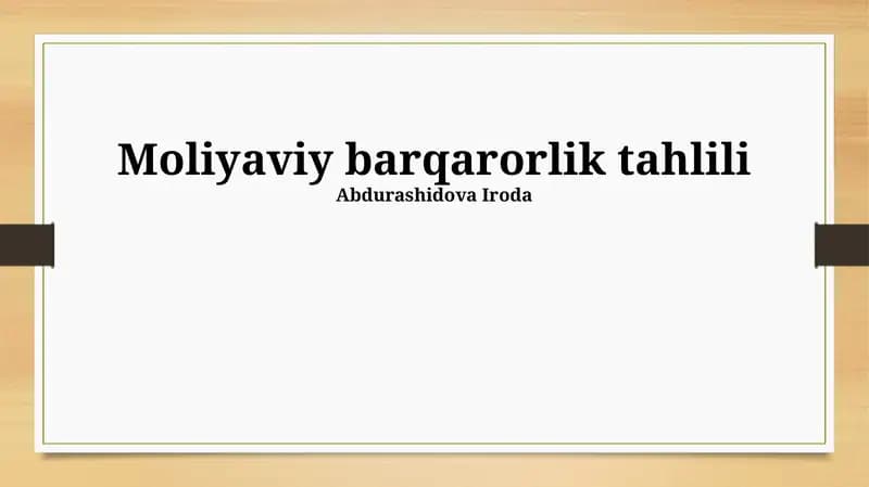 Moliyaviy barqarorlik tahlili