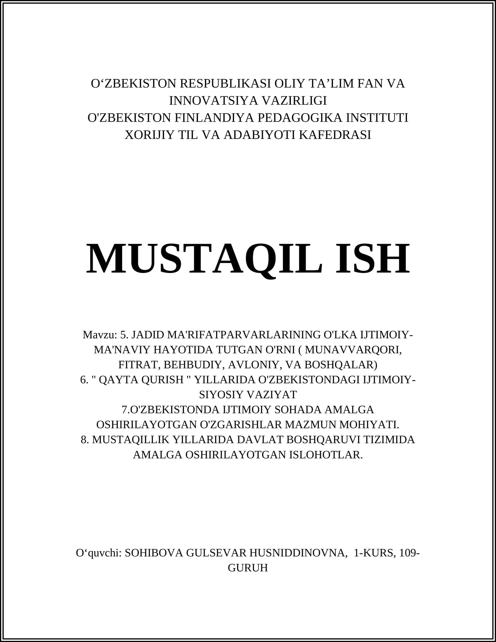 MUSTAQIL ISH