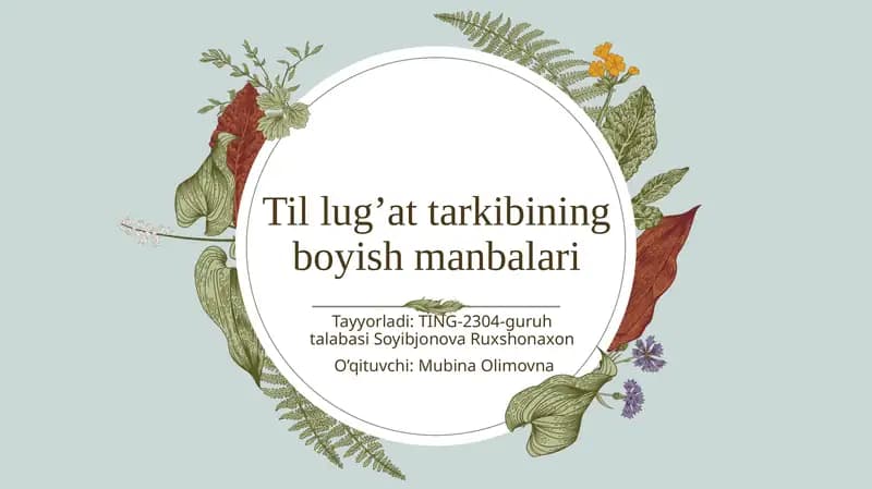 O’zbek tilining boyish manbalari
