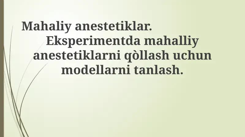 Mahalliy og'riqsizlantiruvchi vositalar
