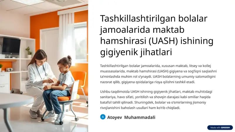 UASH ishining gigiyenik jihatlari
