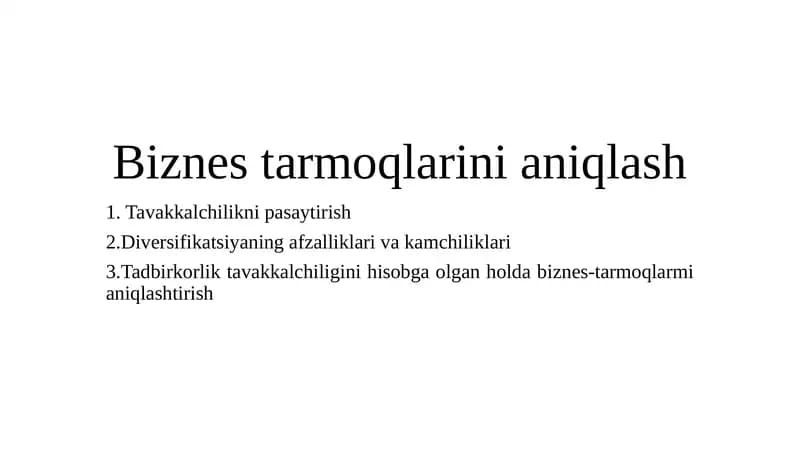 Biznes tarmoqlarini aniqlash