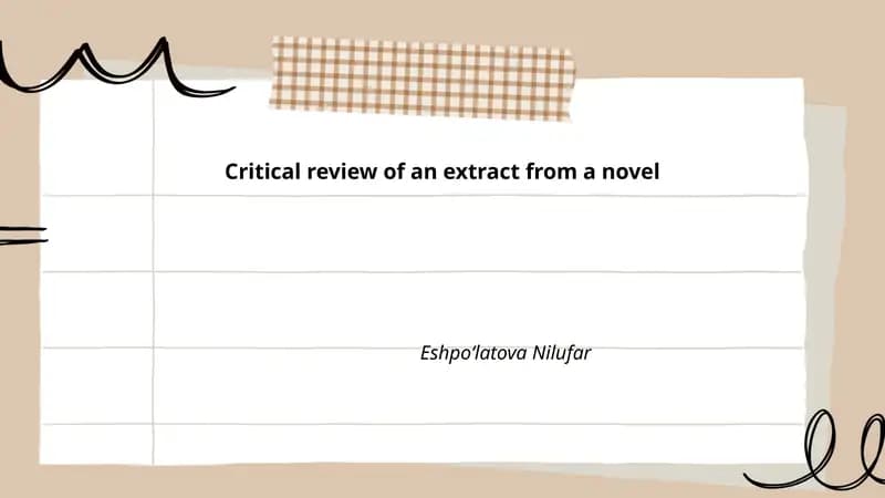 Critical review of an extract from a novel