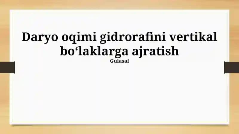 Daryo oqimi gidrografining vertikal kesimi