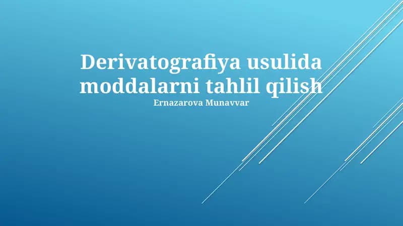 Derivatografiya usulida moddalarni tahlil qilish