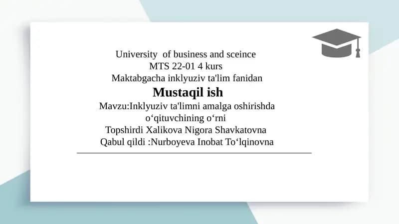 Inklyuziv ta'limni amalga oshirishda oʻqituvchining oʻrni