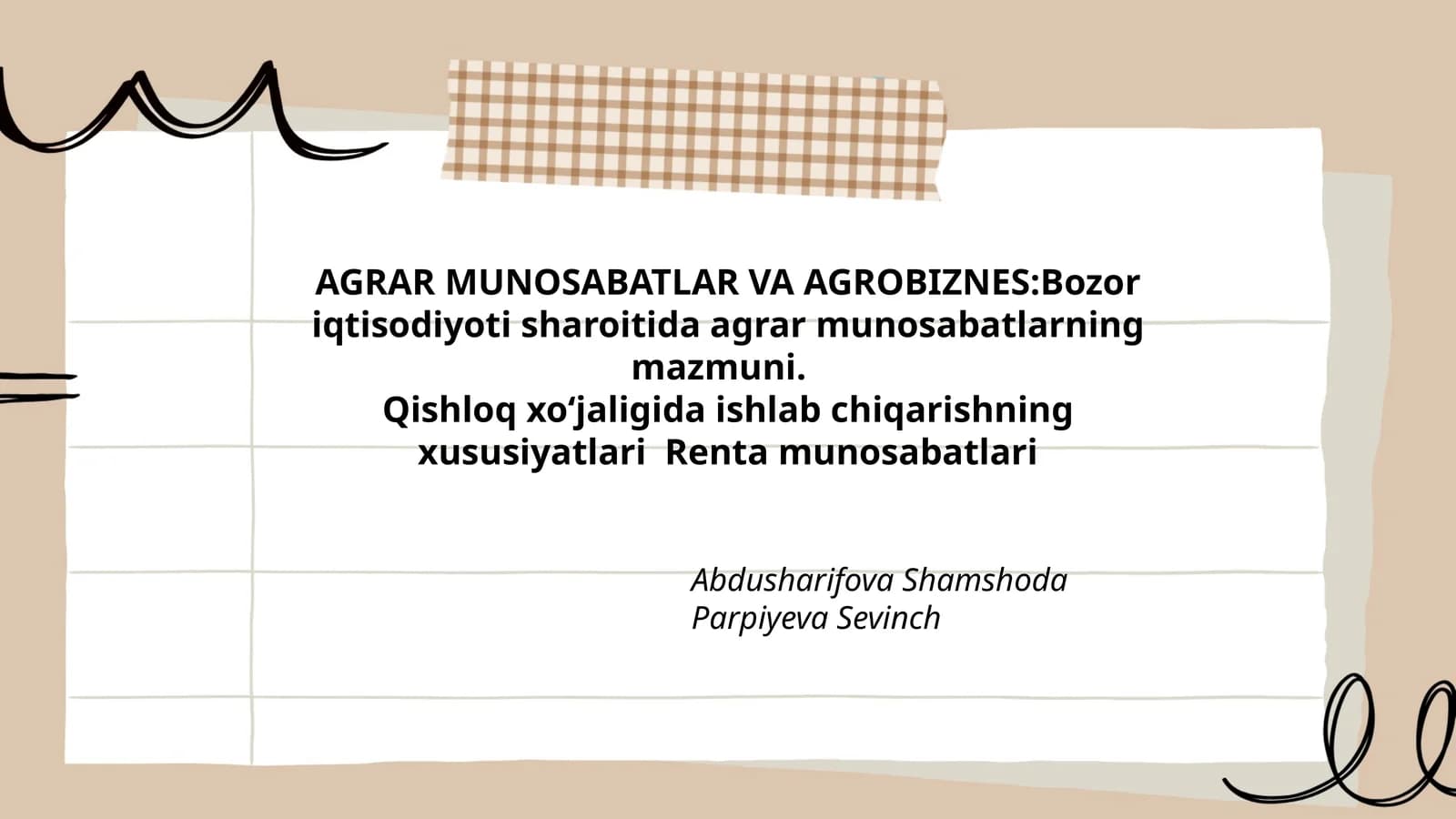 AGRAR MUNOSABATLAR VA AGROBIZNES