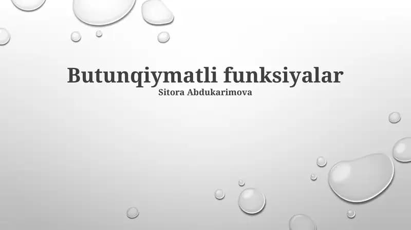 Butunqiymatli funksiyalar