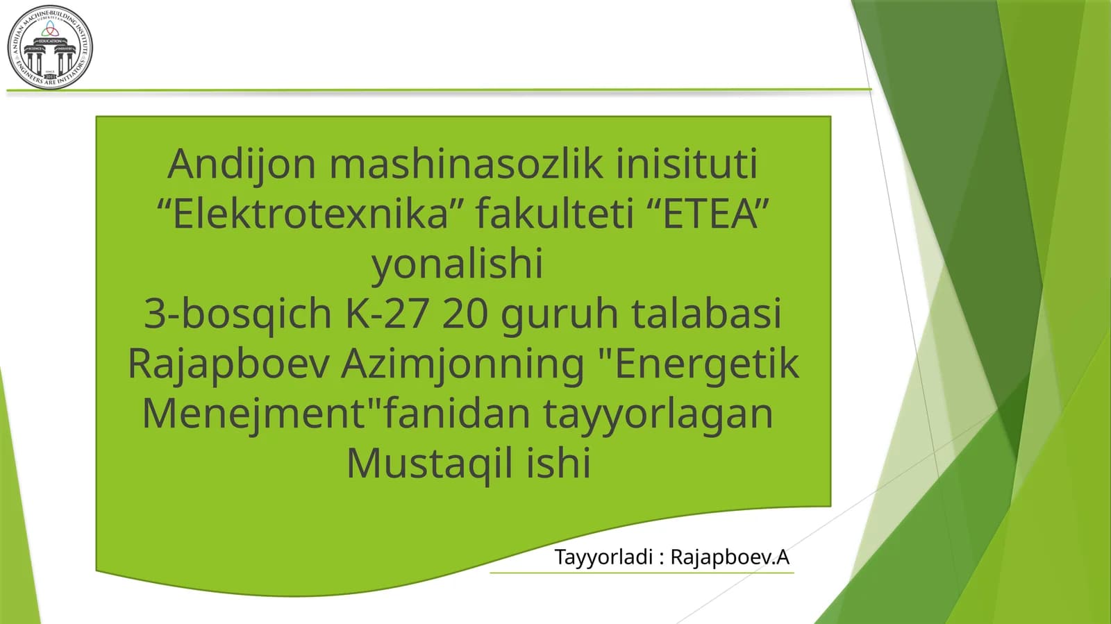Past quvvatli sinxron dvigatelining energiya tejamkorligini tadqiq qilish