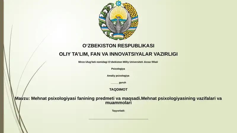 Mehnat psixologiyasi