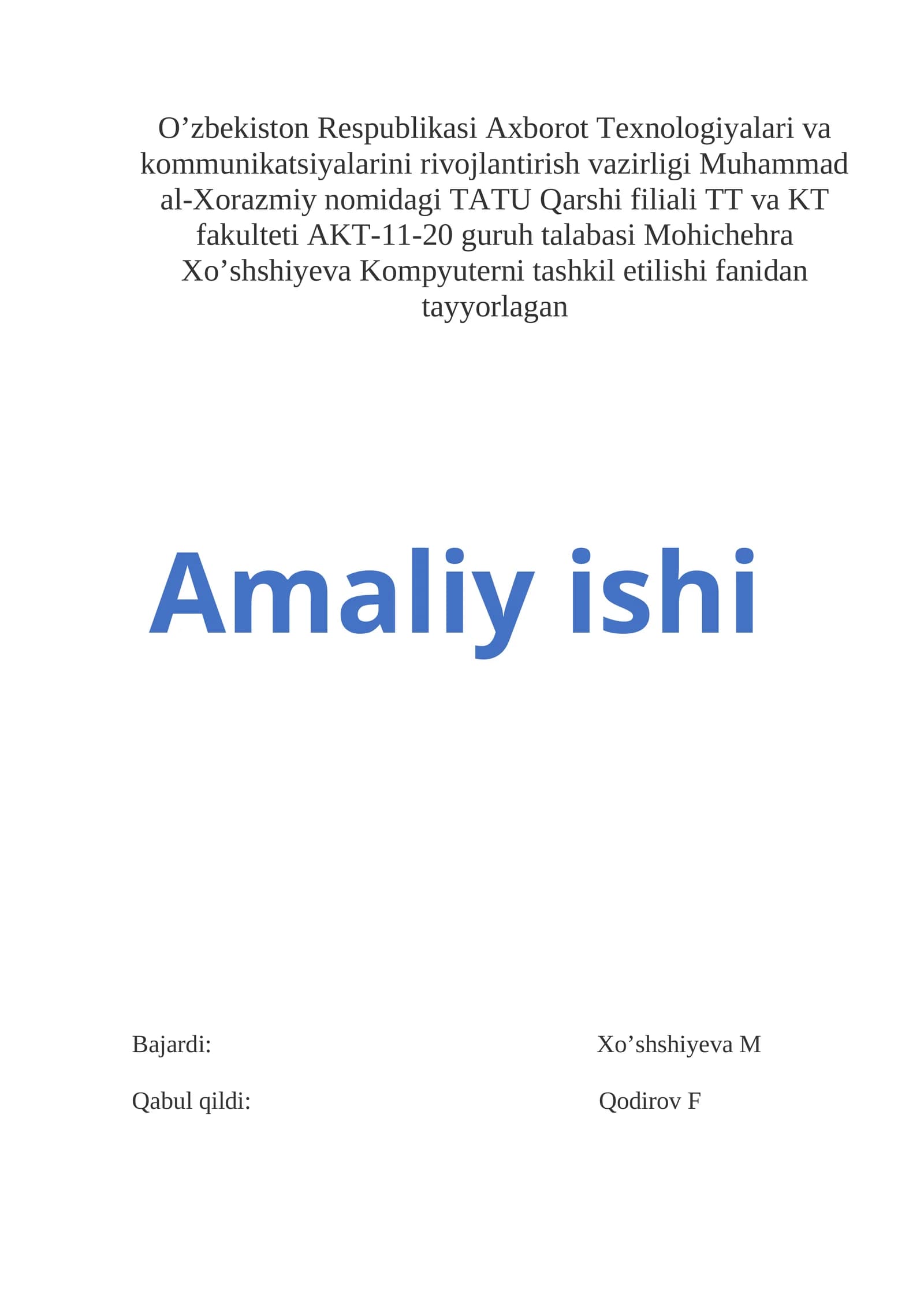 Protsessorlar va ularning ishlash prinsipi. Protsessorlarning asosiy parametrlari