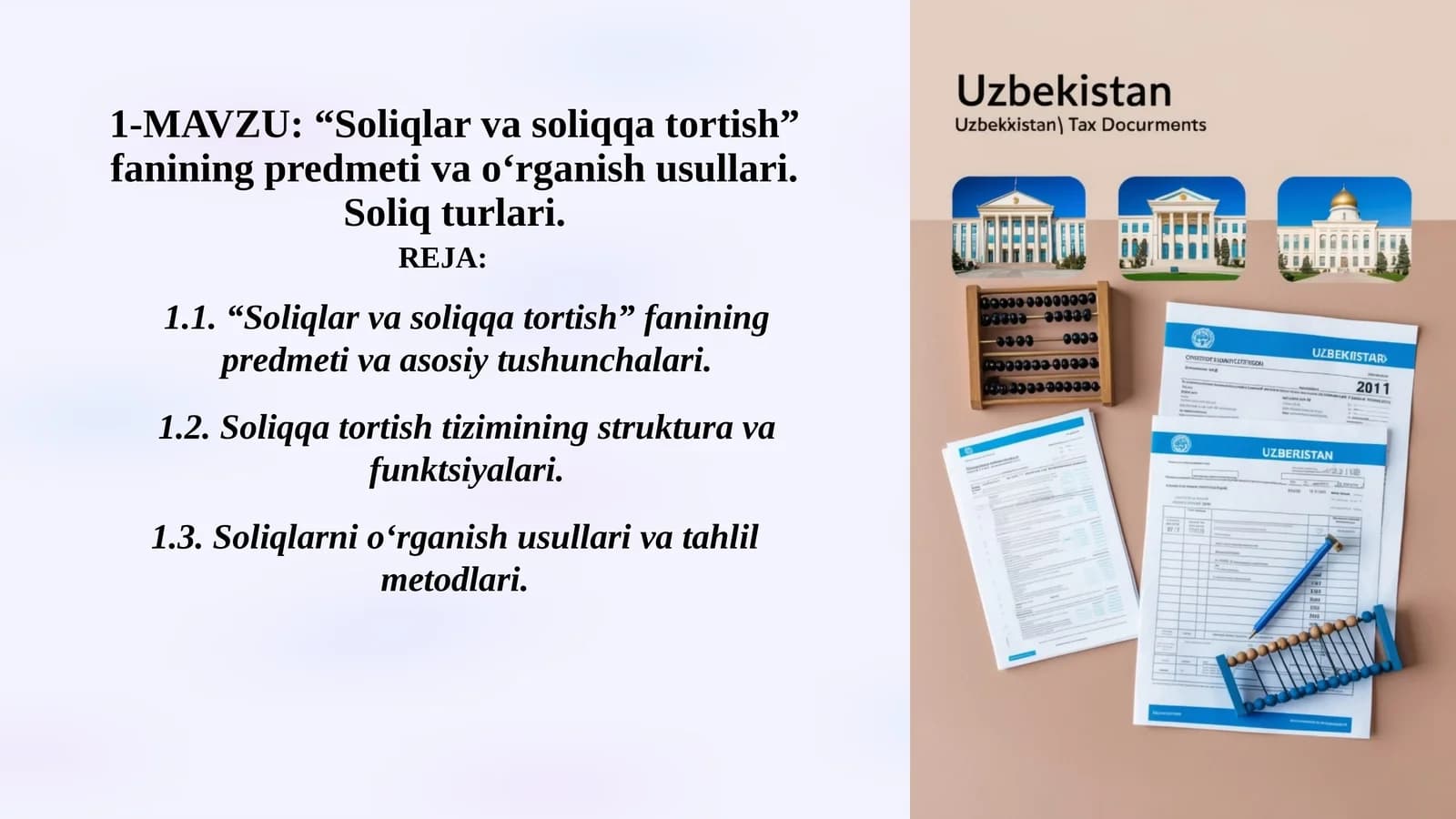 Soliqlar va soliqqa tortish fanining predmeti