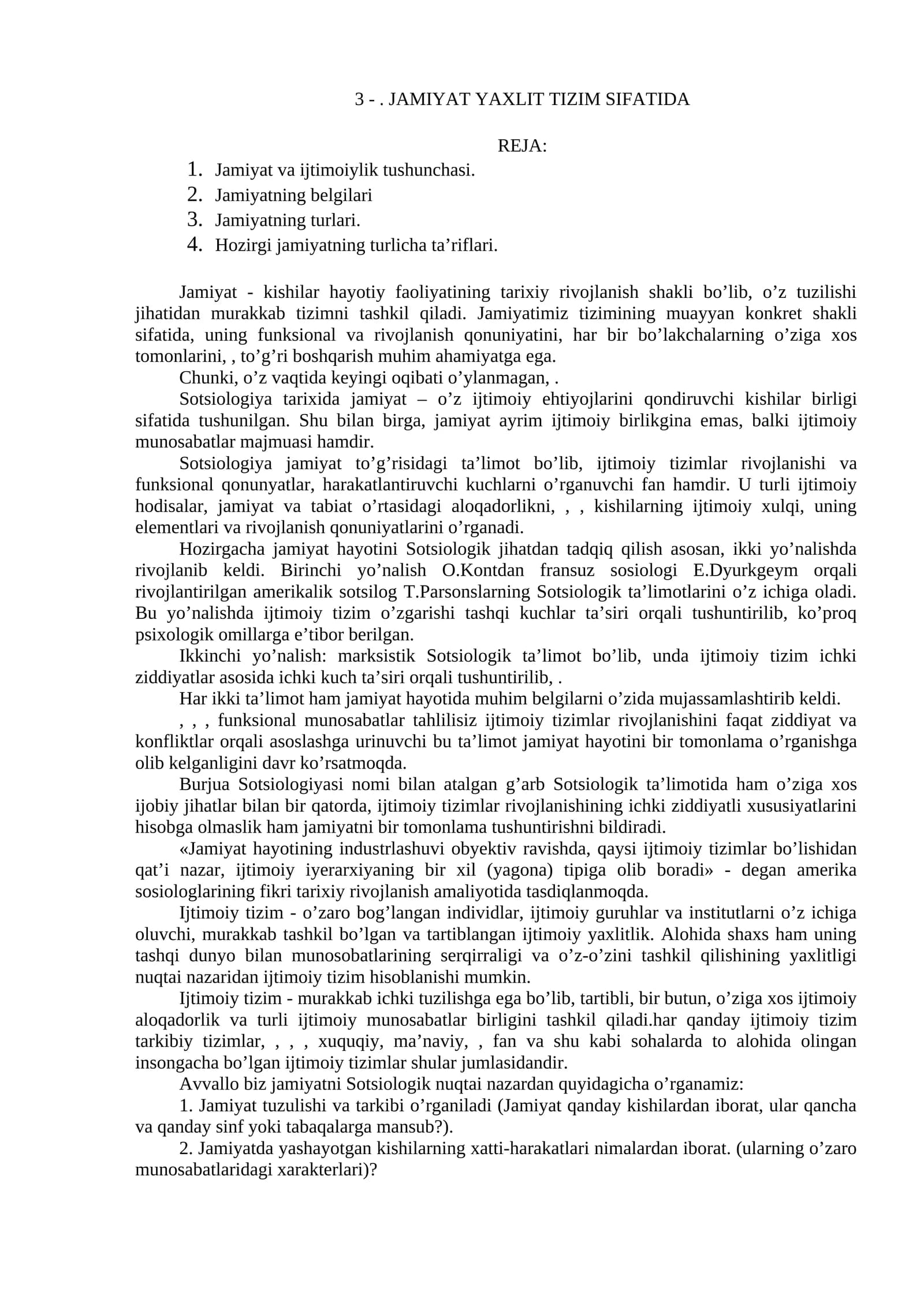 Jamiyat Yaxlit Tizim Sifatida