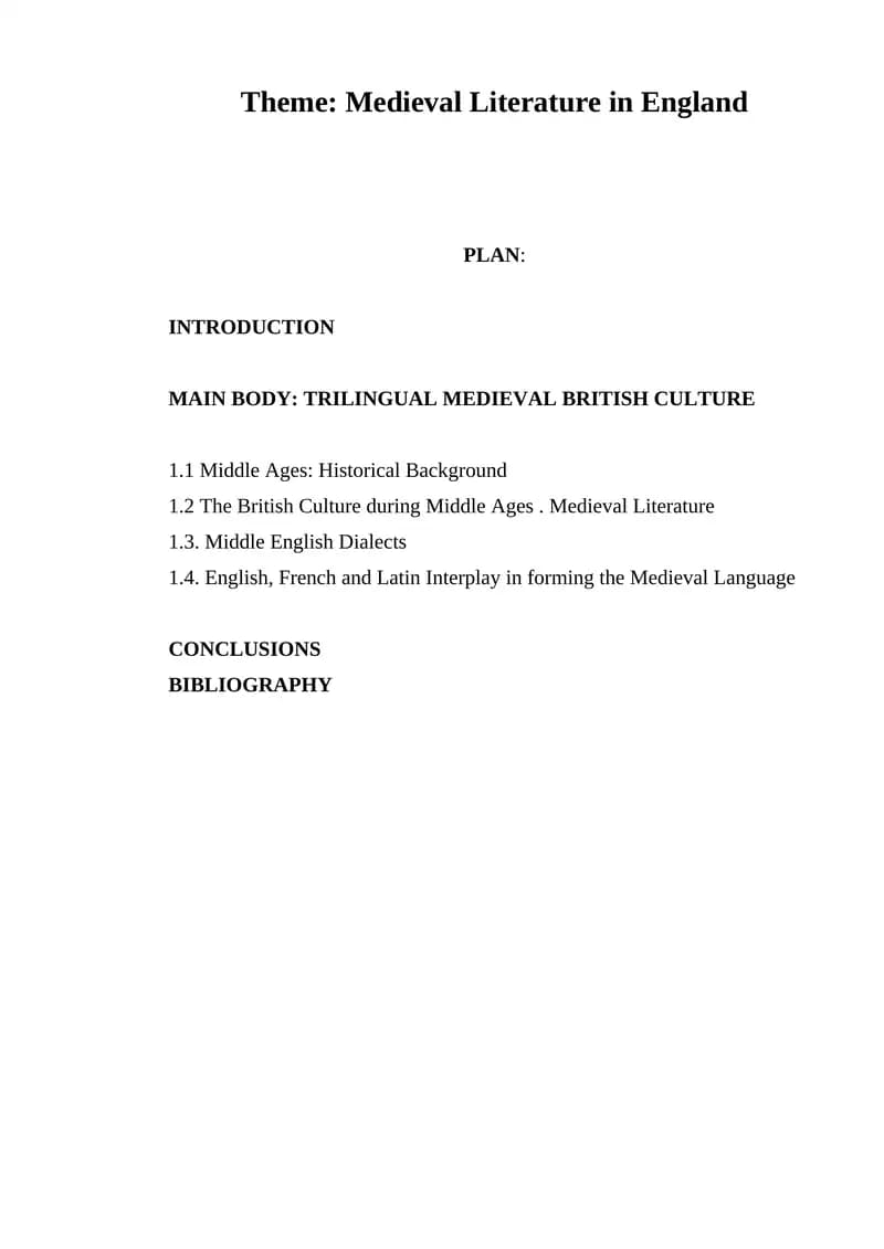 Trilingual Medieval British Culture Course Paper