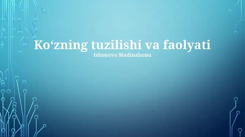 Ko'zning tuzilishi va faolyati