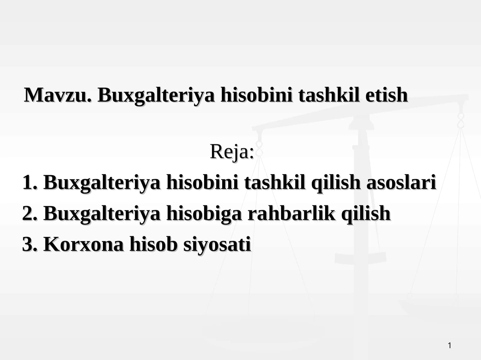 Buxgalteriya hisobini tashkil etish