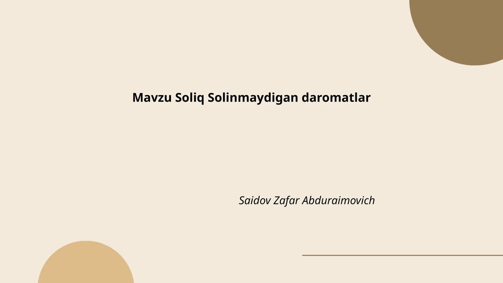 Soliq solinmaydigan daromatlar