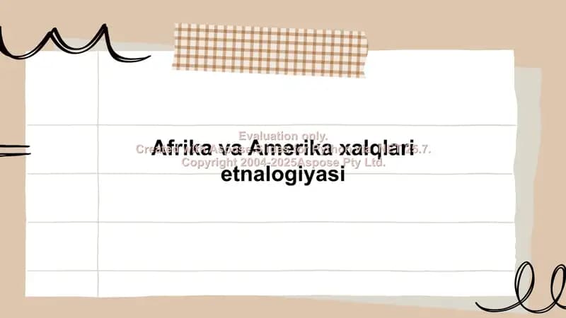 Afrika va Amerika xalqlari etnalogiyasi