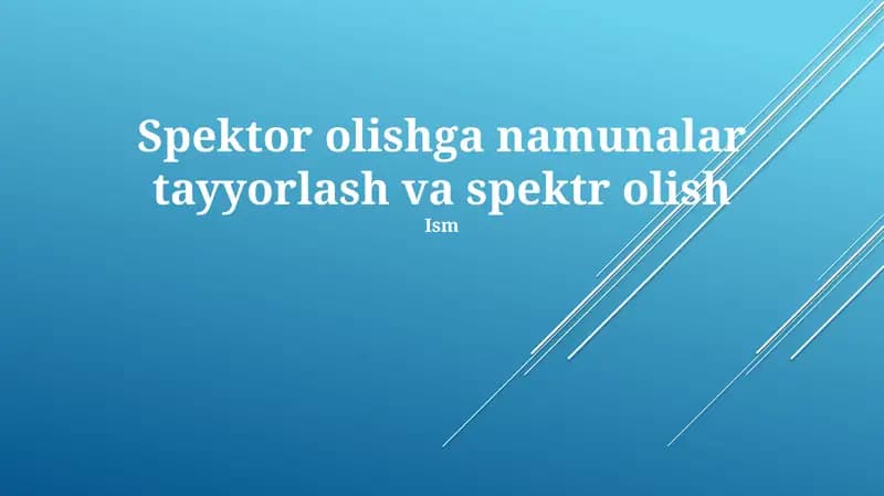 Namuna Tayyorlash