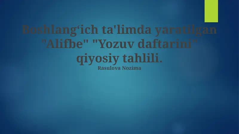 Alifiya va Yozuv Daftarcha Ta'hlili