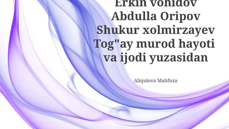 Abdulla Oripovning Ijodiy merosi