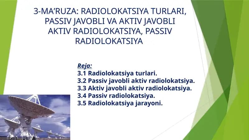Radiolokatsiya turlari
