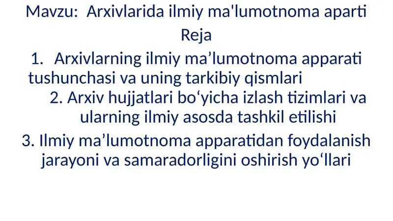 Arxivlarida ilmiy ma'lumotnoma aparti