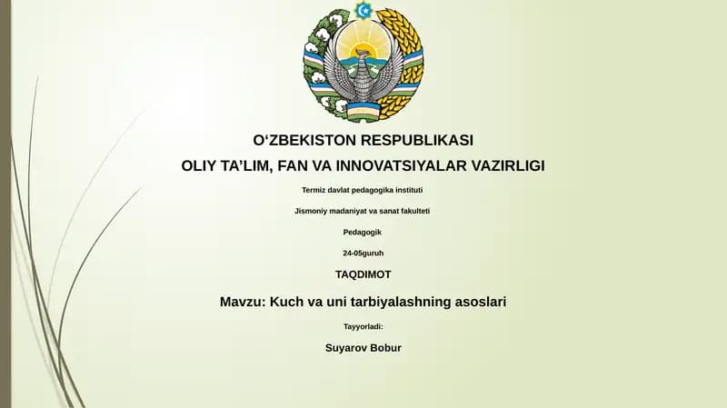 Kuch va uni tarbiyalashning asoslari