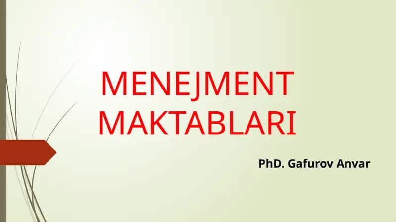 MENEJMENT MAKTABLARI