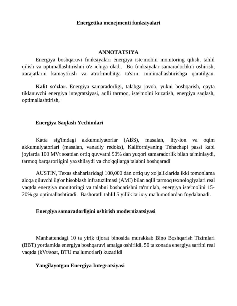 Energetika menejmenti funksiyalari
