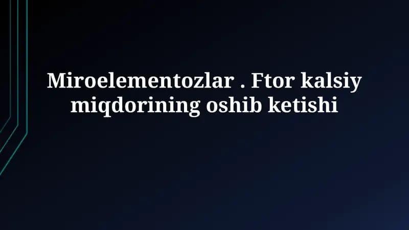 Ftor va Kaltsiy muvozanati