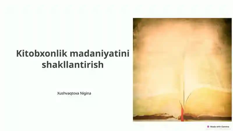 Kitobxonlik madaniyatini shakllantirish