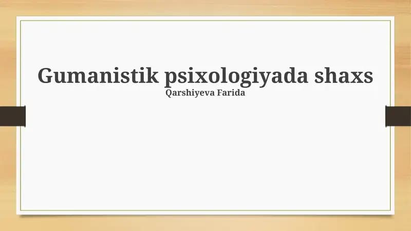 Gumanistik psixologiyada shaxs