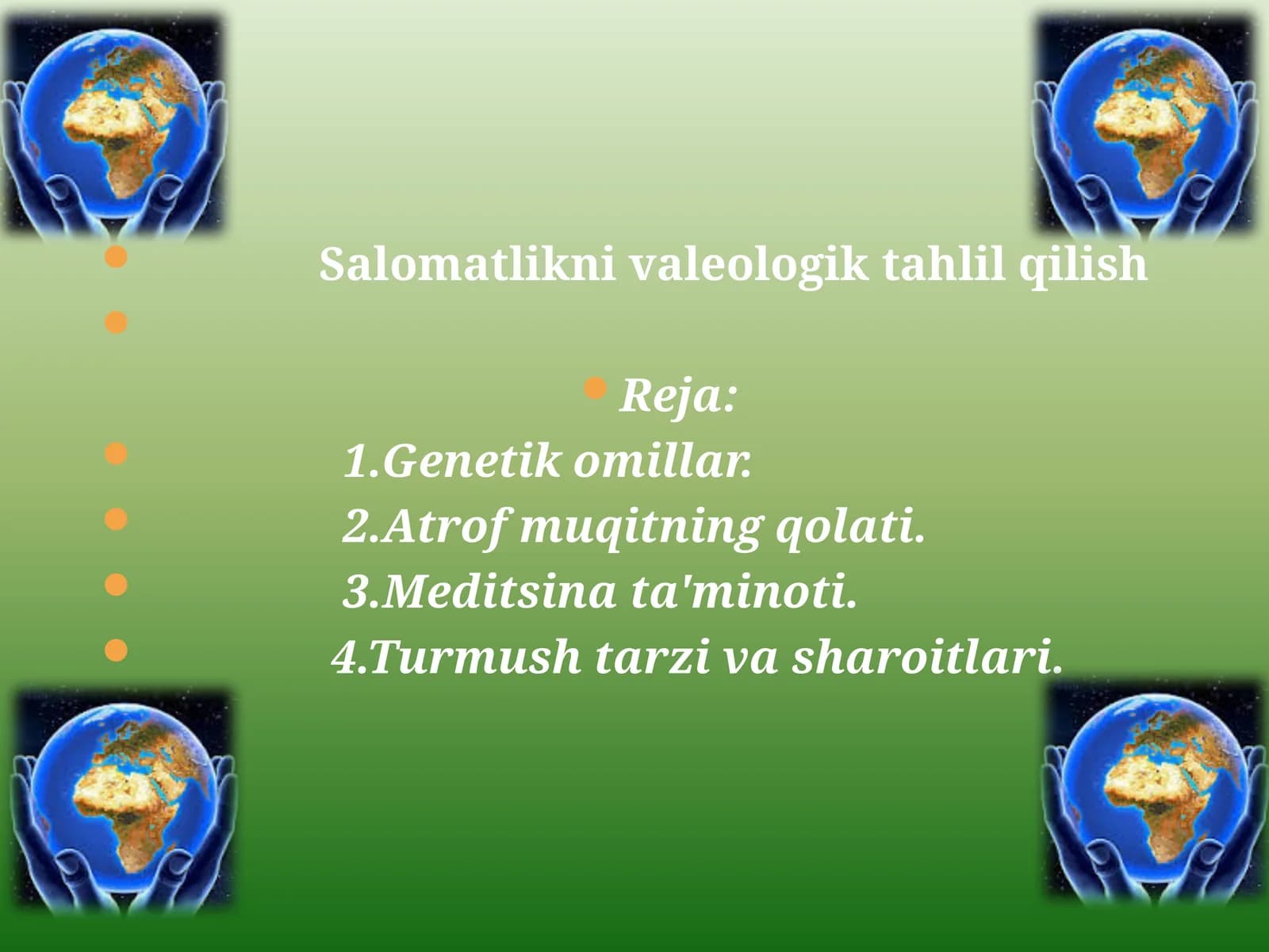 Salomatlikni valeologik tahlil qilish