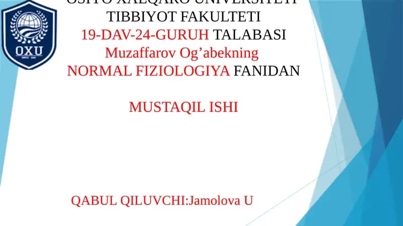 NORMAL FIZIOLOGIYA FANI